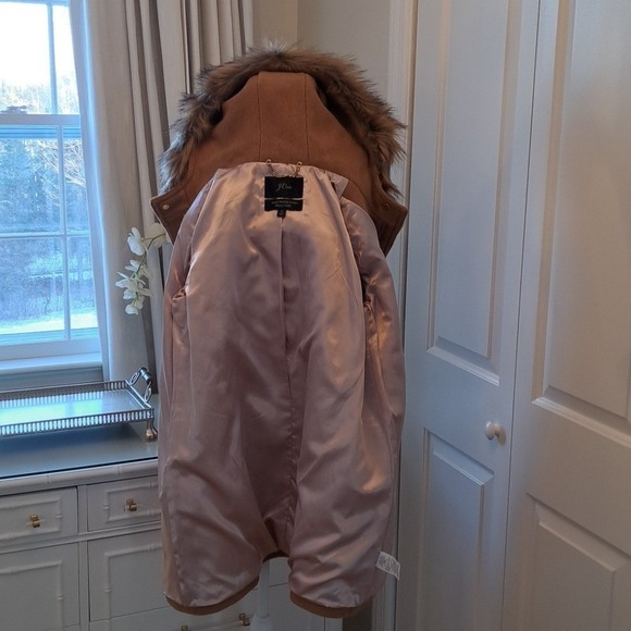 J.Crew Womens Chateau Italian Stadium Cloth Acorn Brown Wool Blend Hooded Coat 6 - Picture 7 of 9